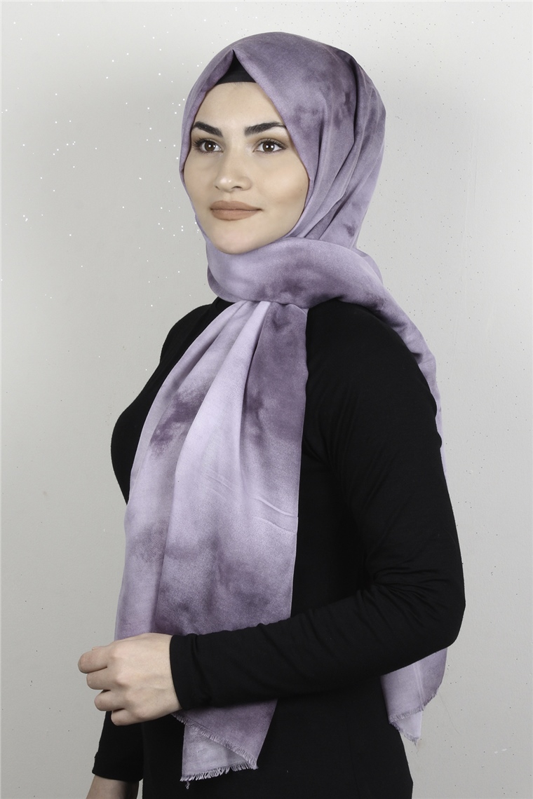 Pamuklu Desenli Şal 5756-4 Mor