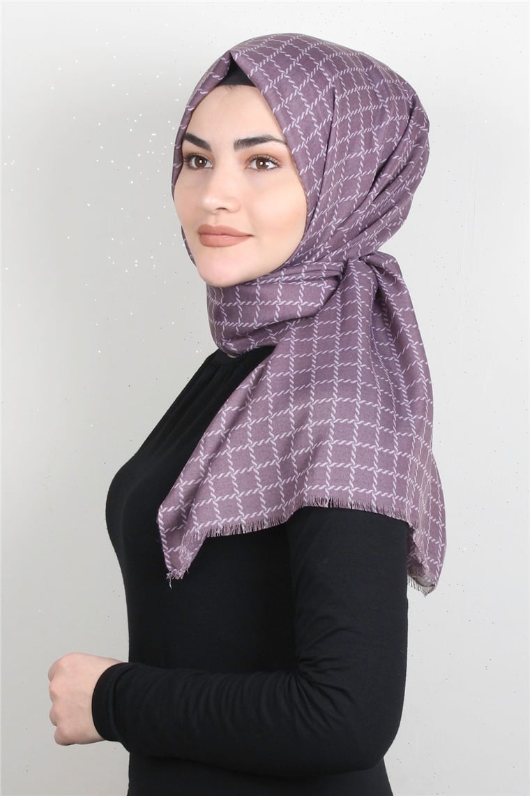 Pamuklu Desenli Şal 5758-16 Leylak