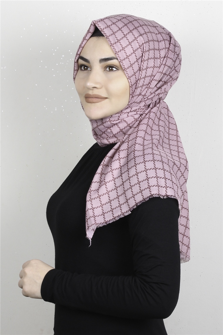 Pamuklu Desenli Şal 5758-3 Pembe
