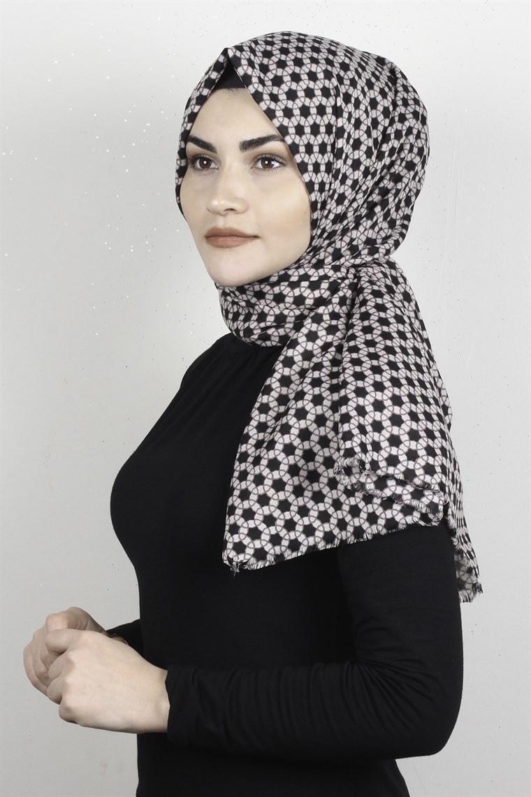 Pamuklu Desenli Şal 5762-10 Vizon