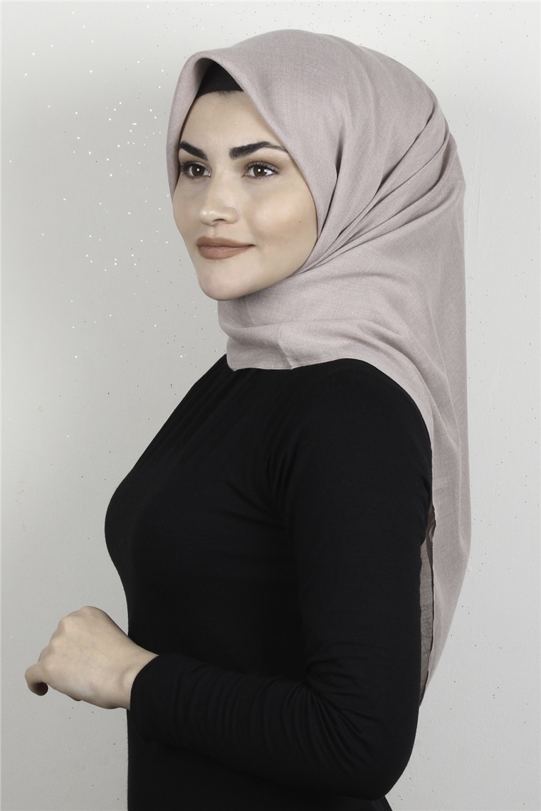 Pamuklu Düz Eşarp 3512-12 Koyu Vizon