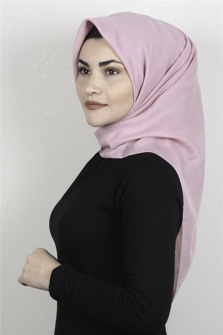 Pamuklu Düz Eşarp 3512-17 Pudra