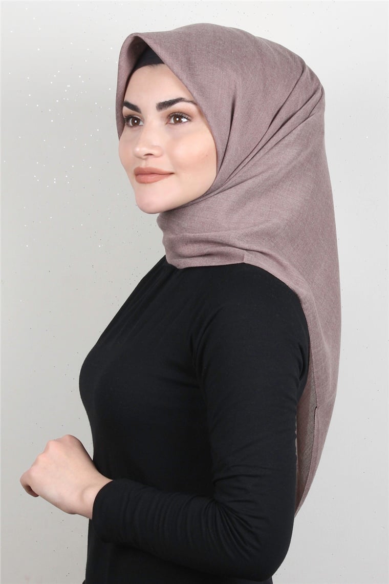 Pamuklu Düz Eşarp 3512-2 Açık Vizon