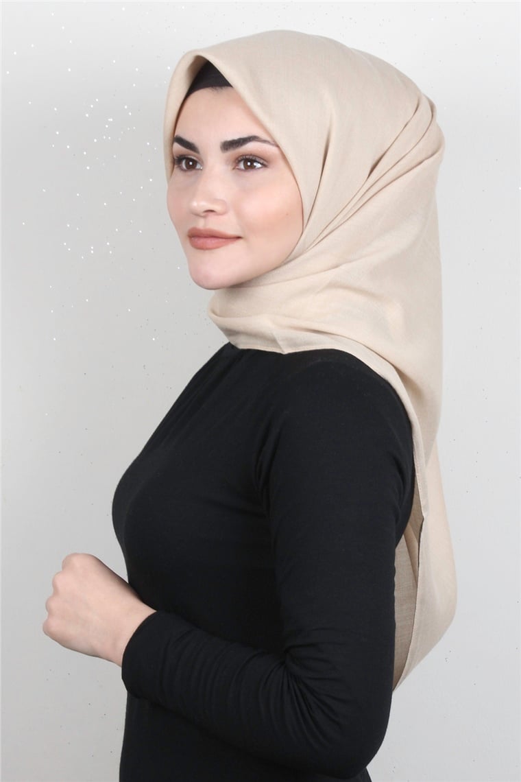 Pamuklu Düz Eşarp 3512-4 Krem