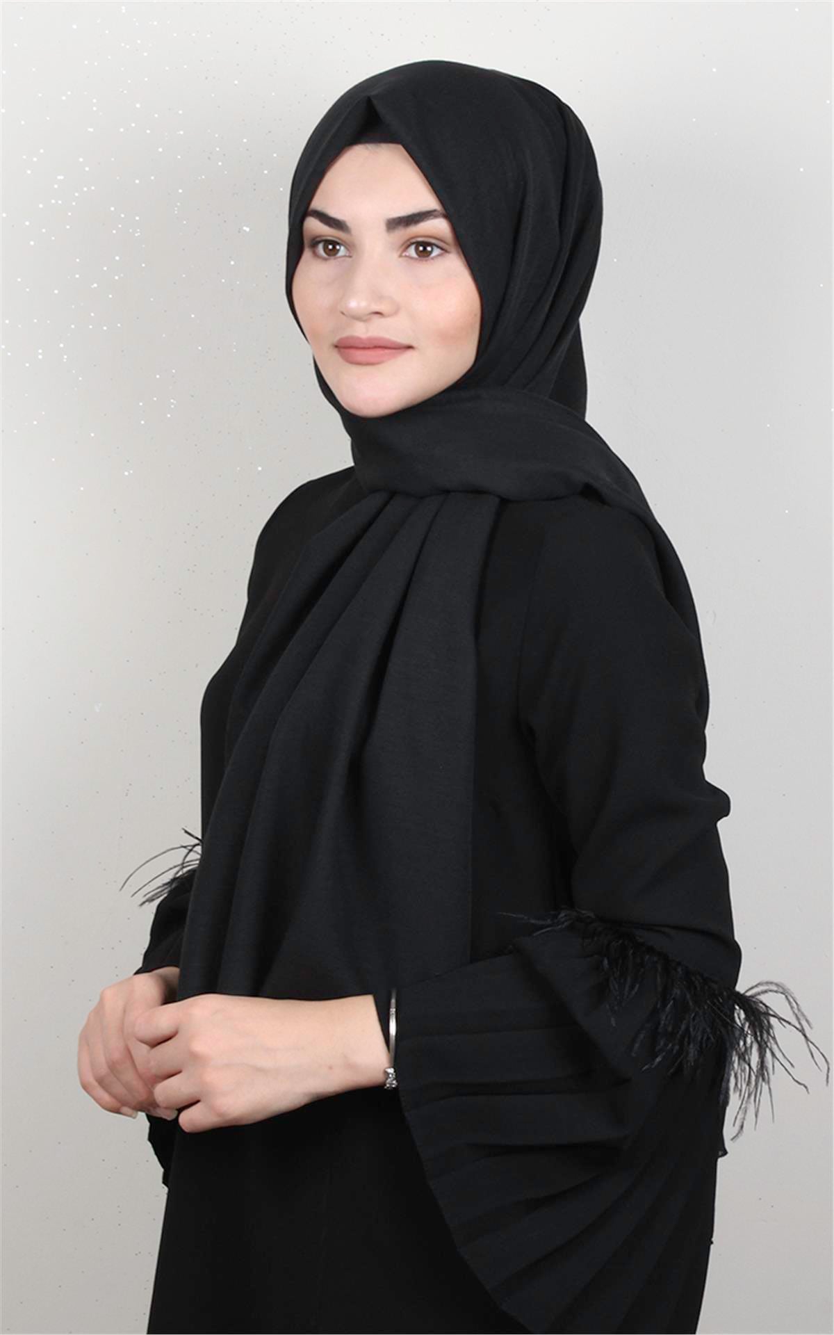 Pamuklu Düz Şal 2803-11 Siyah