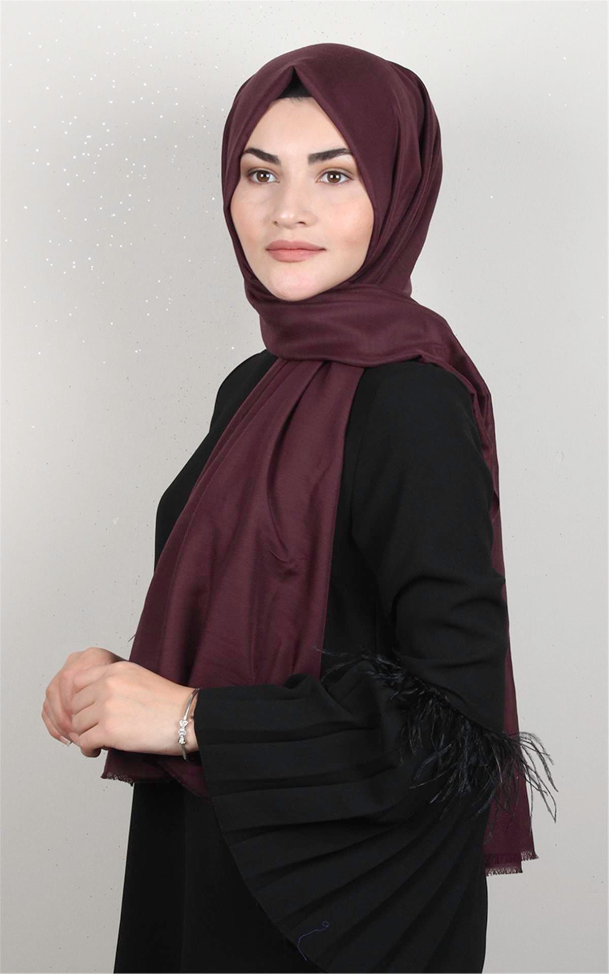 Pamuklu Düz Şal 2803-12 Koyu Bordo