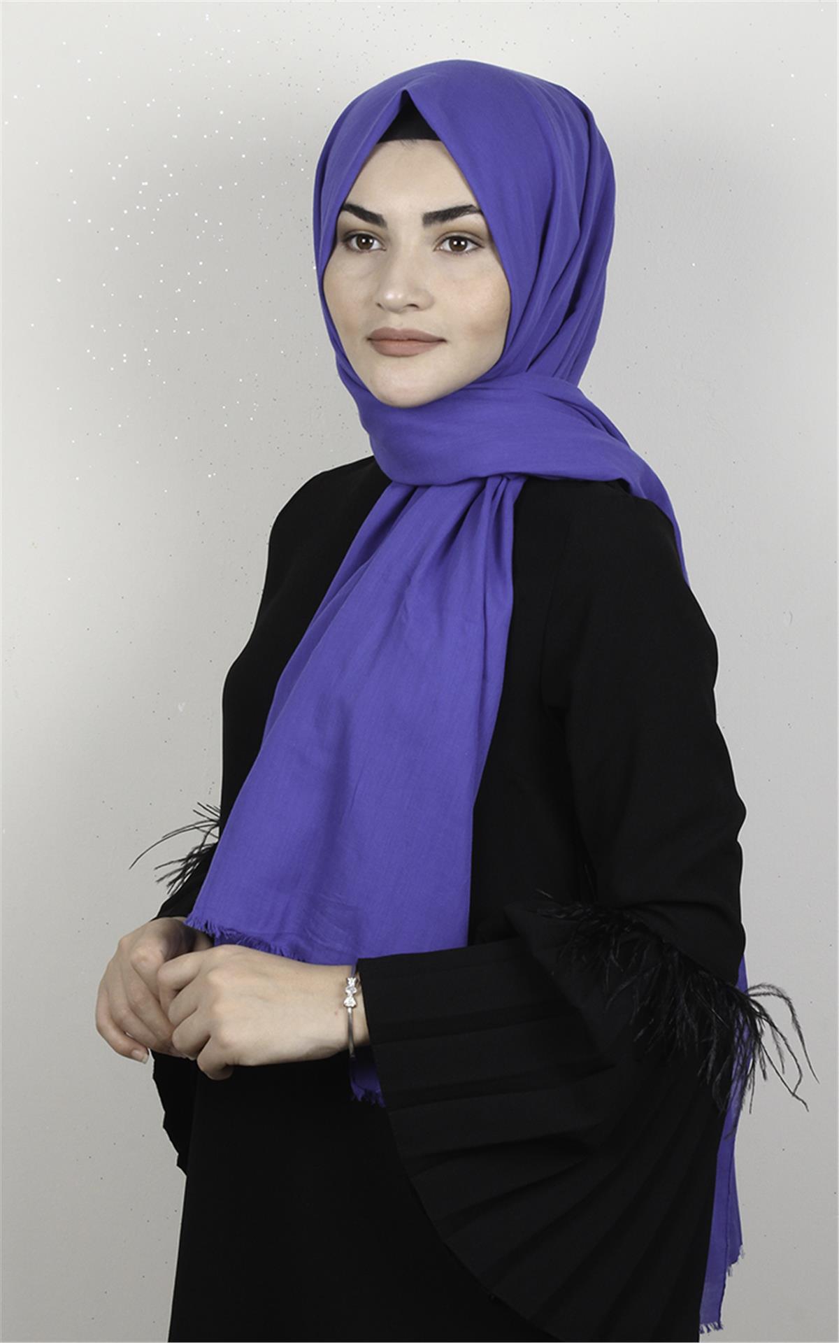 Pamuklu Düz Şal 2803-18 Saks