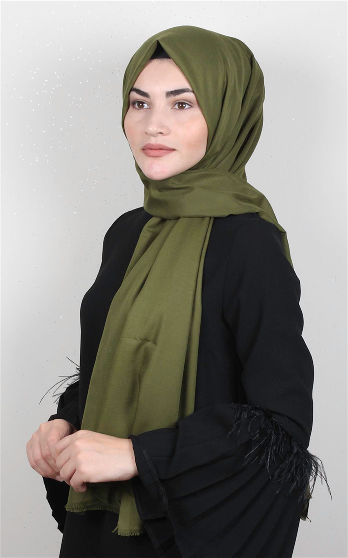 Pamuklu Düz Şal 2803-2 Haki