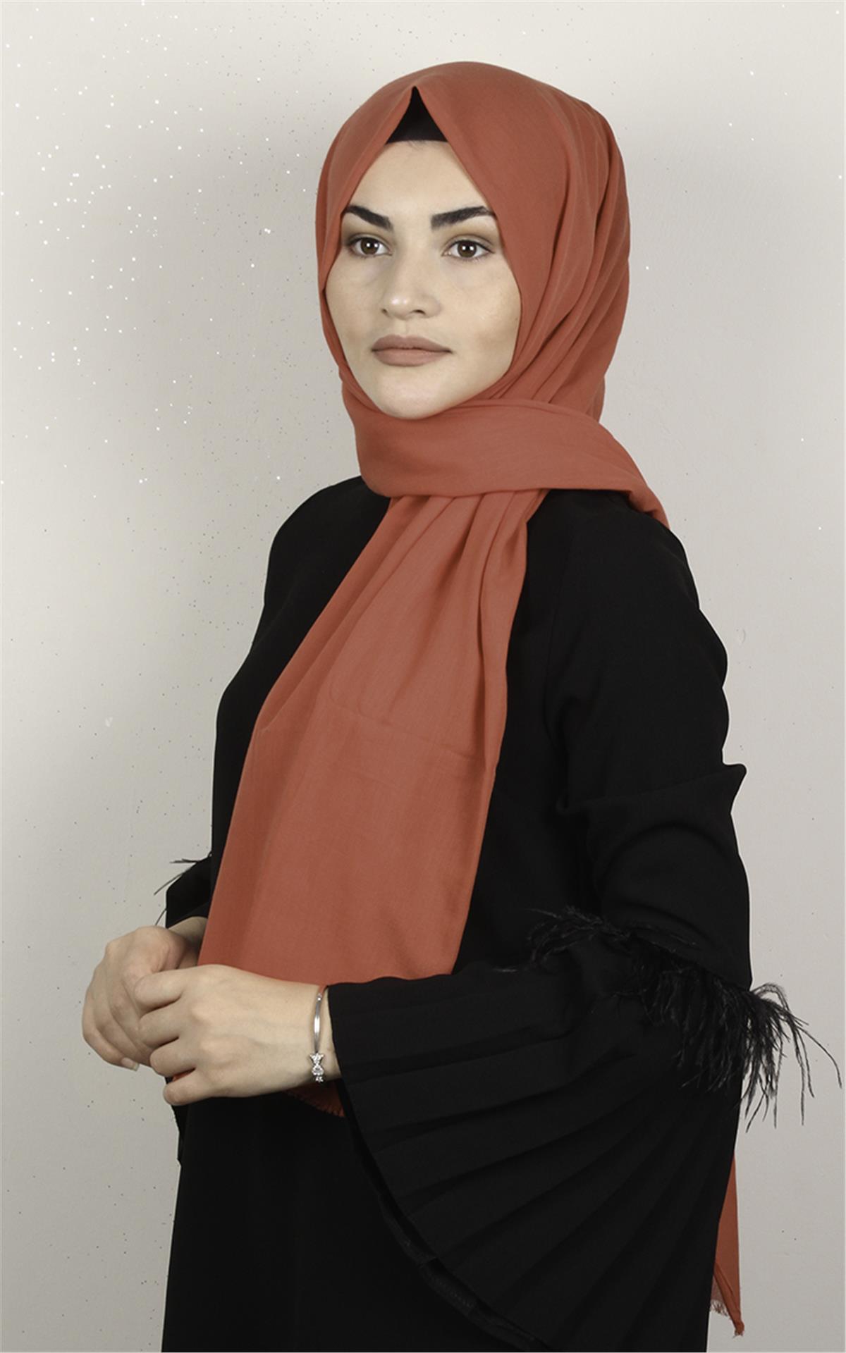 Pamuklu Düz Şal 2803-21 Mercan