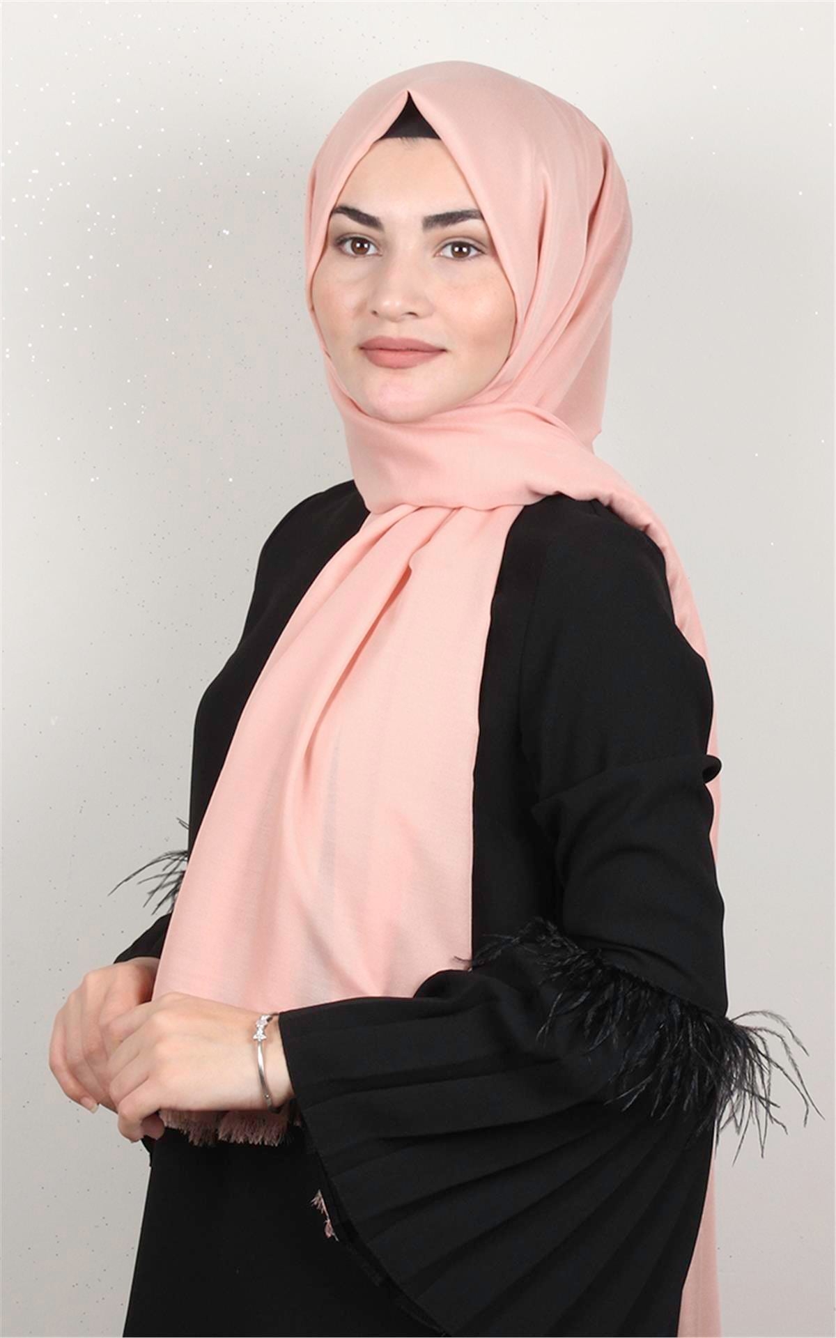Pamuklu Düz Şal 2803-25 Somon