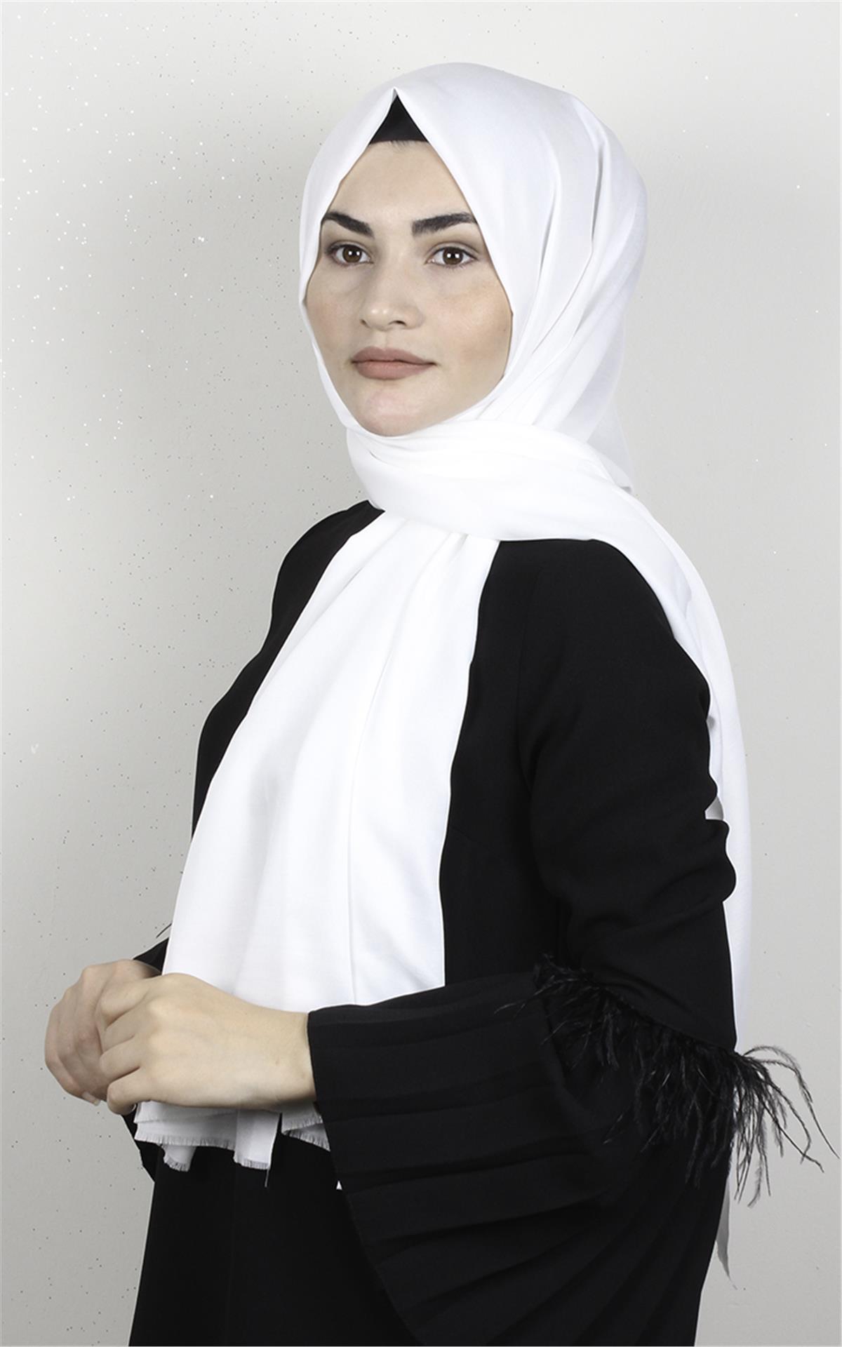 Pamuklu Düz Şal 2803-29 Kırık Beyaz