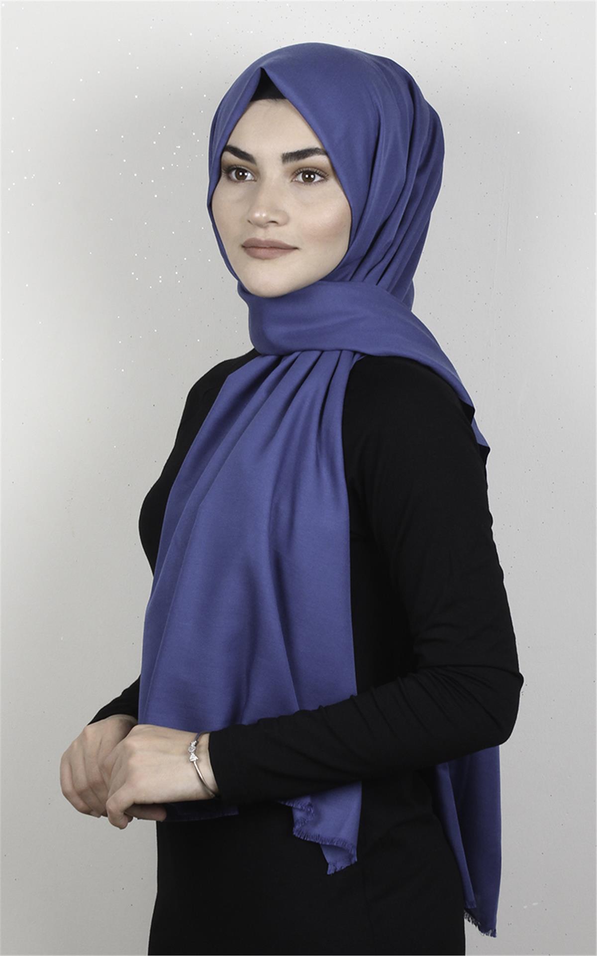 Pamuklu Düz Şal 2803-30 İndigo