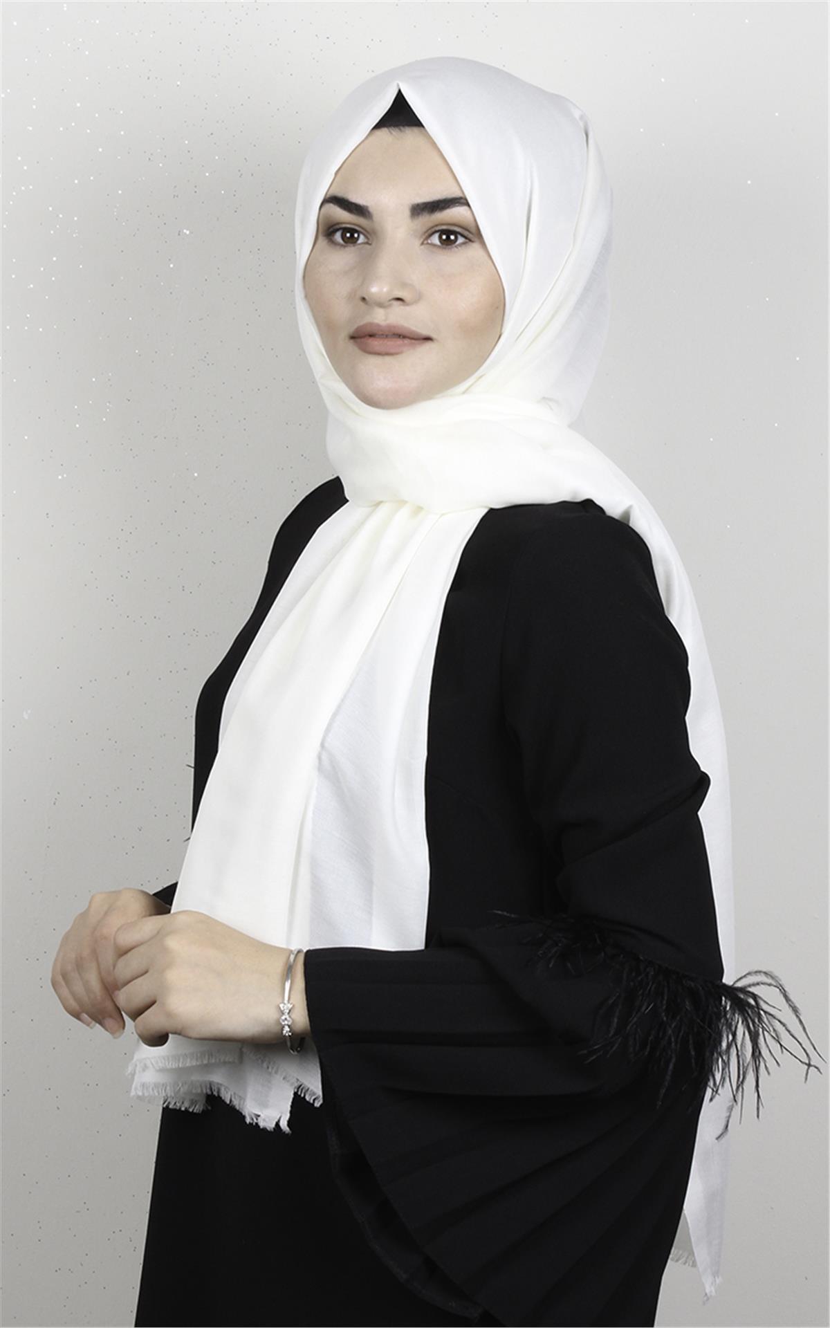 Pamuklu Düz Şal 2803-32 Ekru