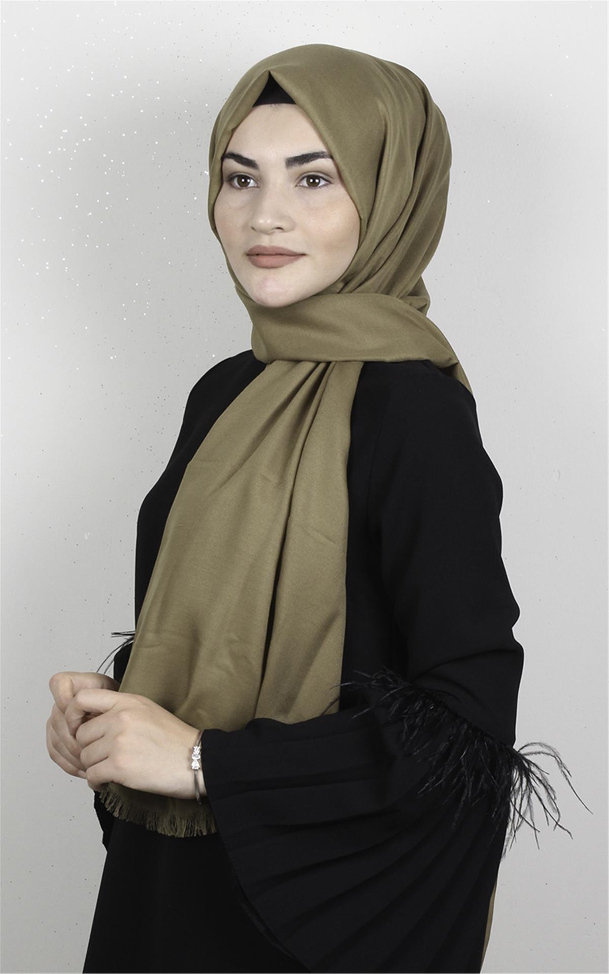 Pamuklu Düz Şal 2803-4 Karamel