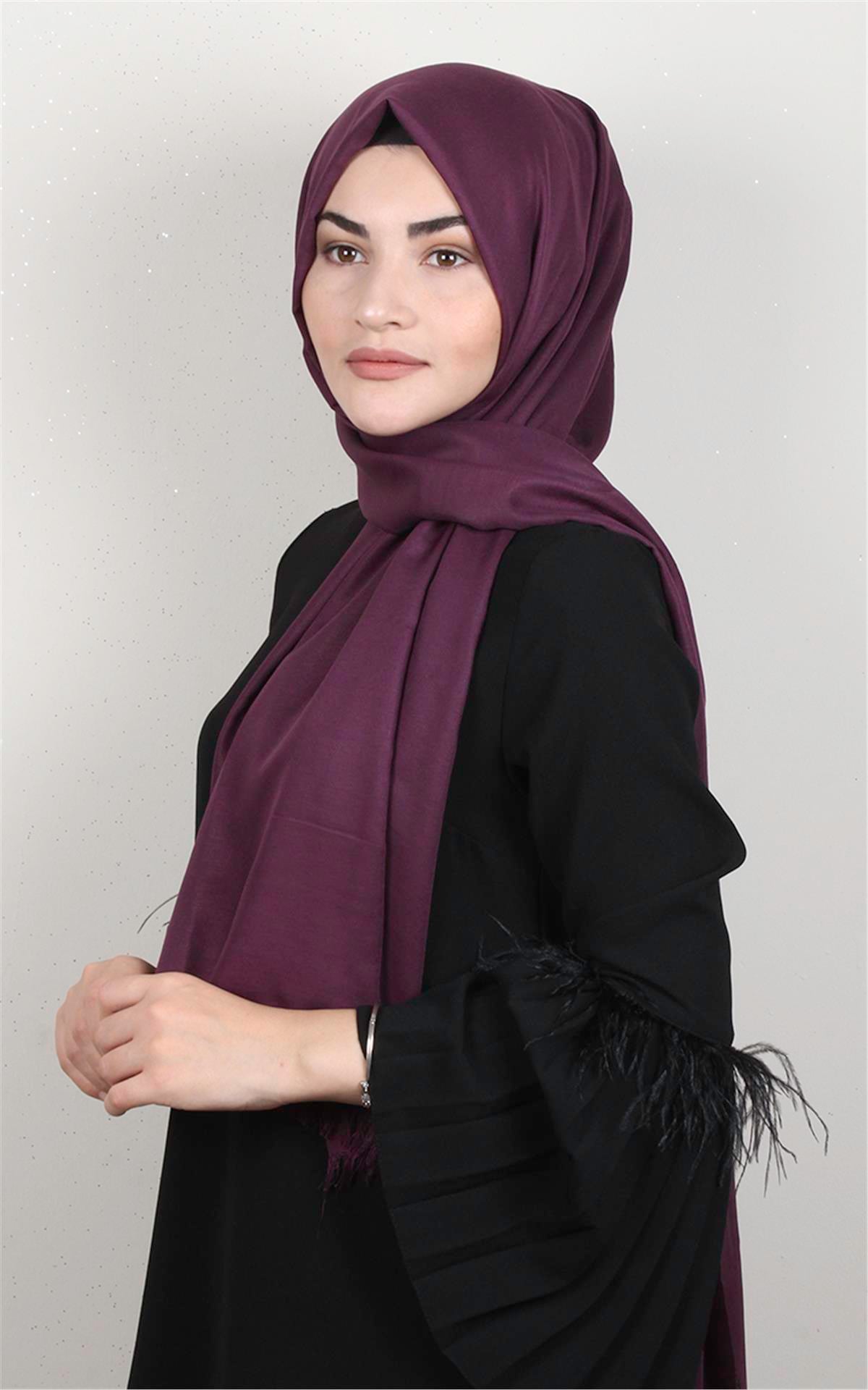 Pamuklu Düz Şal 2803-7 Mor