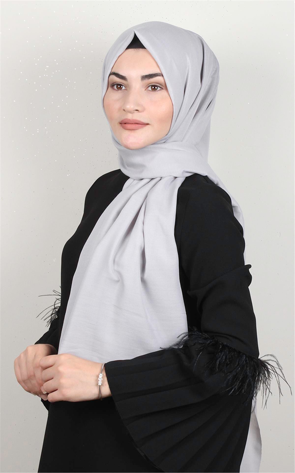 Pamuklu Düz Şal 2803-9 Gri