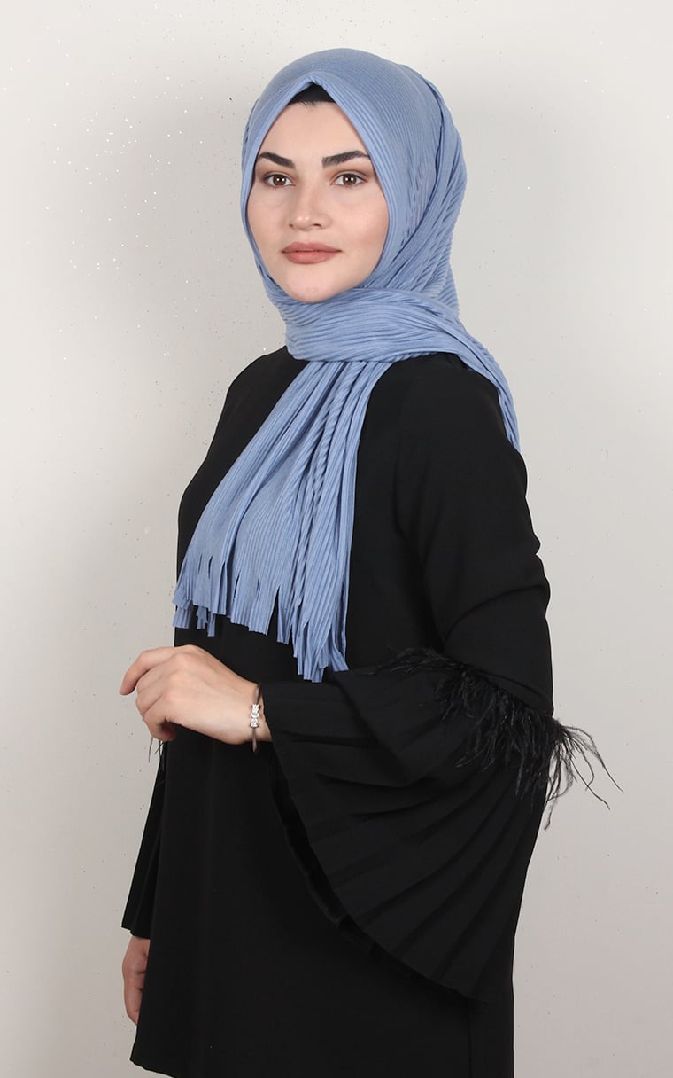 Pamuklu Hazır Şal 1589-27 Bebe Mavisi