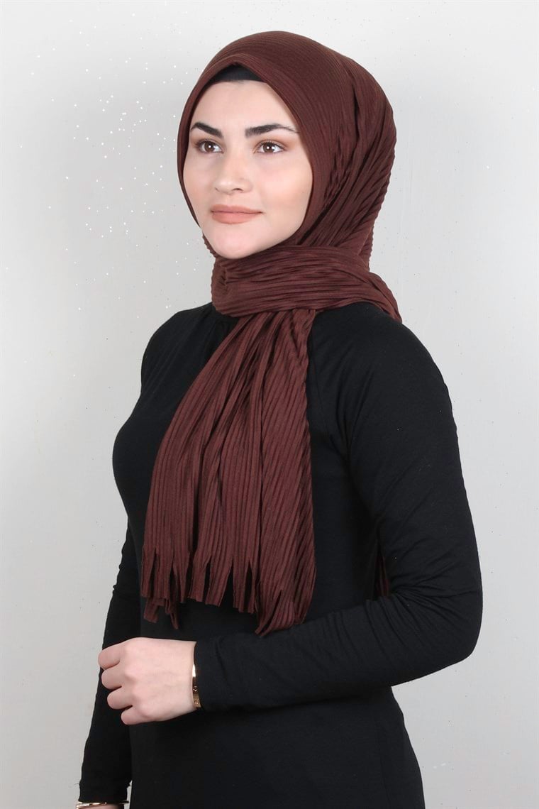 Pamuklu Hazır Şal 1589-43 Kahverengi