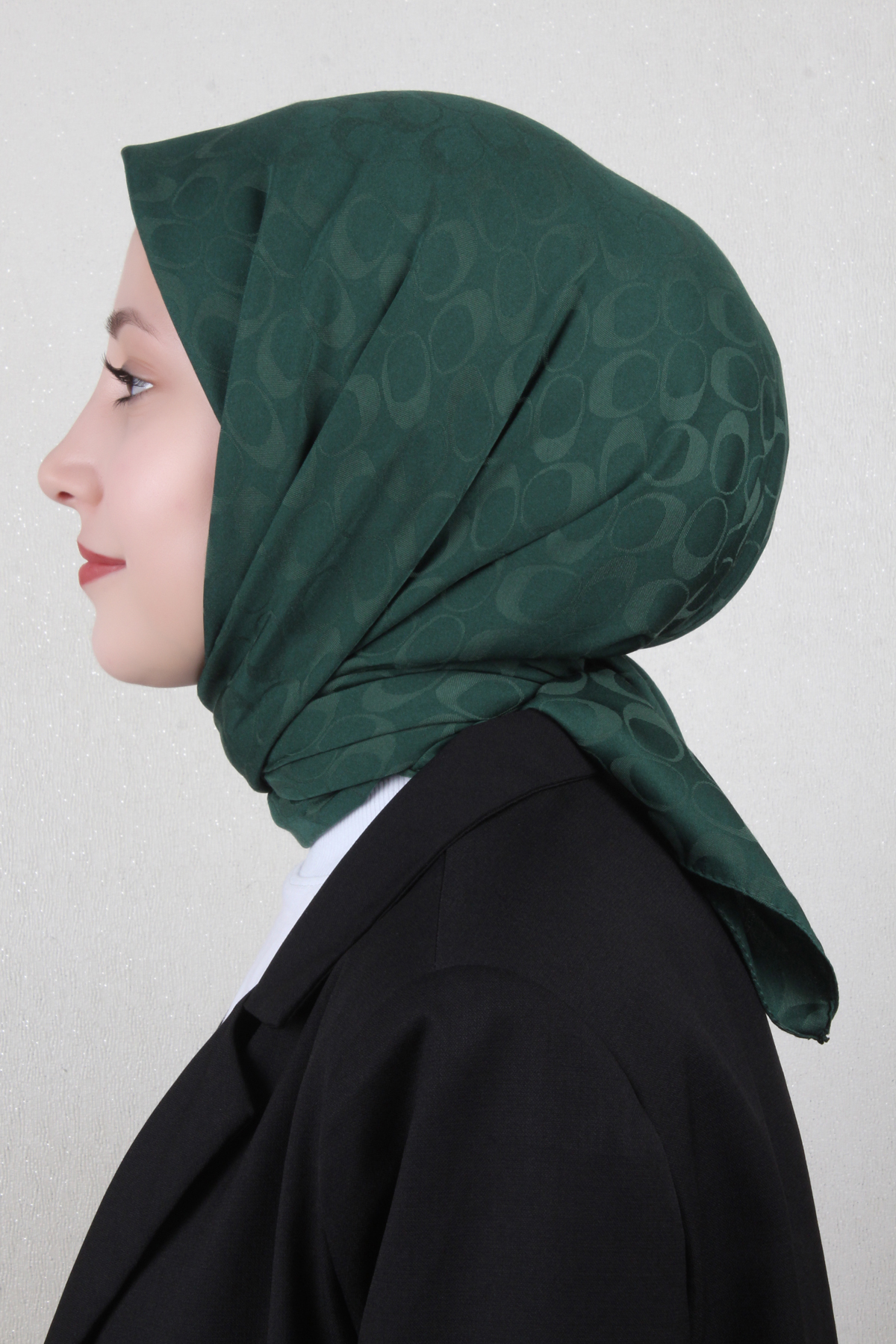 Pamuklu Jakar Eşarp 4114-10 Zümrüt