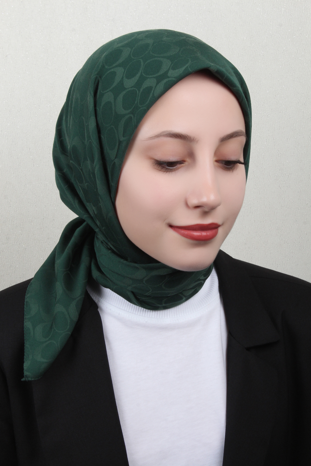 Pamuklu Jakar Eşarp 4114-10 Zümrüt