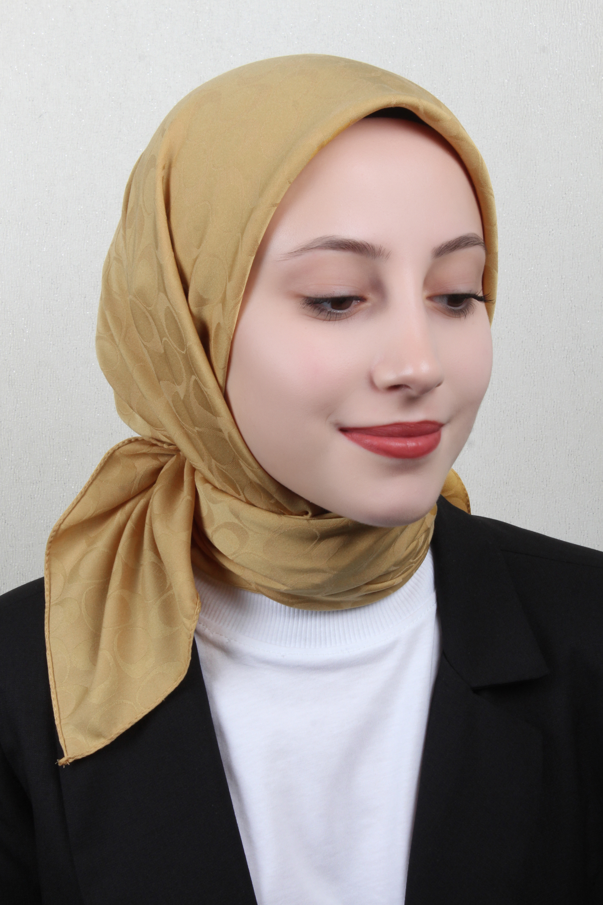 Pamuklu Jakar Eşarp 4114-5 Hardal