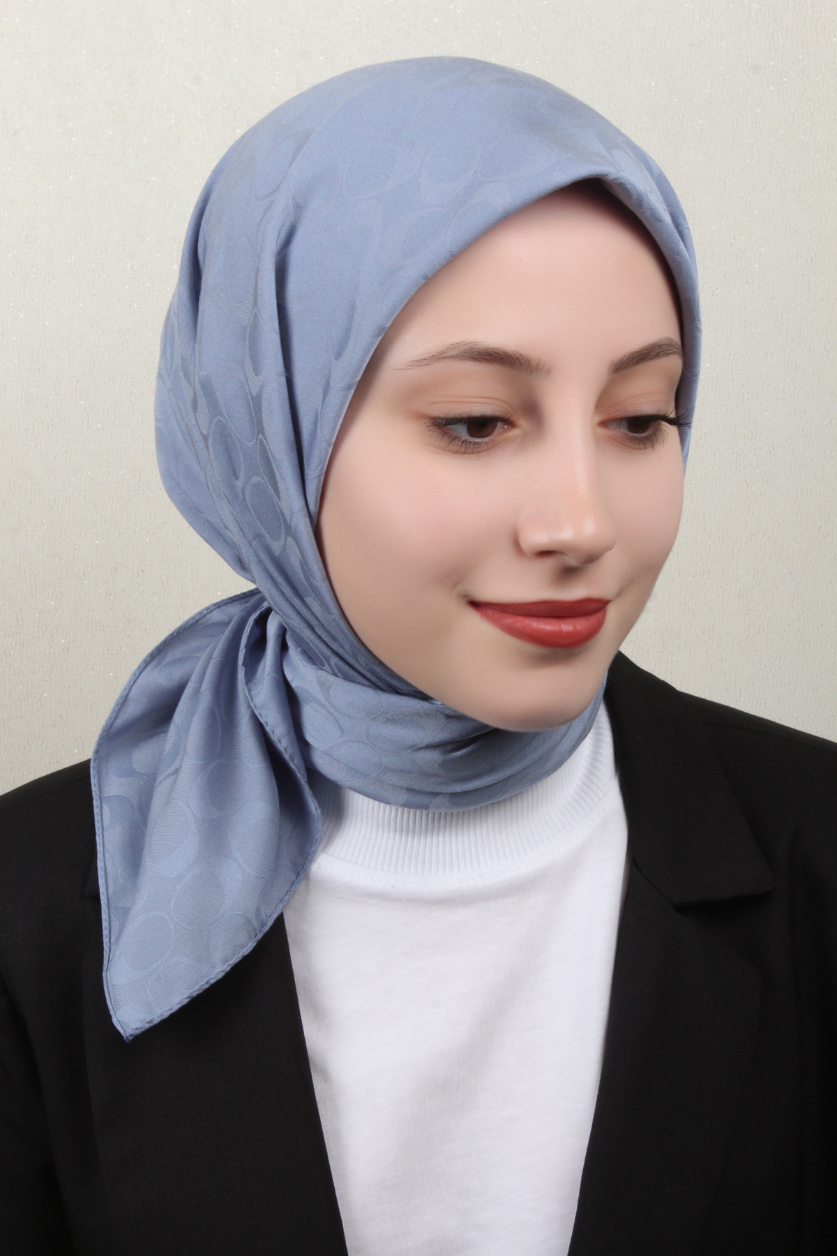 Pamuklu Jakar Eşarp 4114-8 Bebe Mavisi