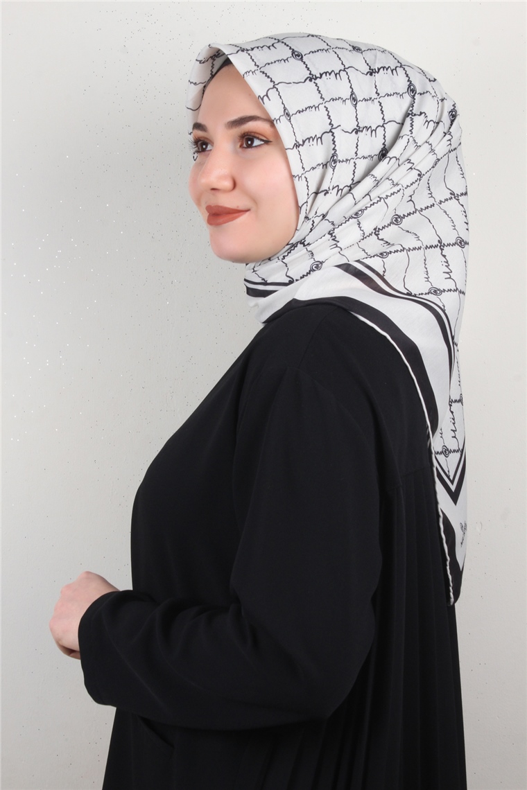 Pamuklu Soft Eşarp 3304-1 Kemik