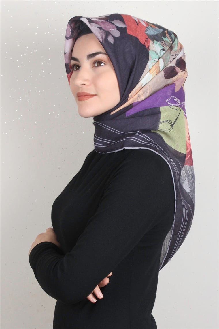 Pamuklu Soft Eşarp 3325-7 Desenli