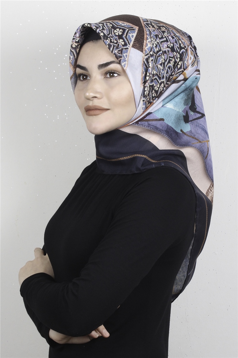 Pamuklu Soft Eşarp 3327-3 Lacivert