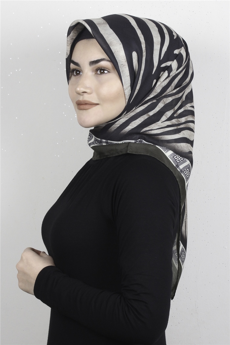 Pamuklu Soft Eşarp 3328-13 Zebra Asker Yeşili