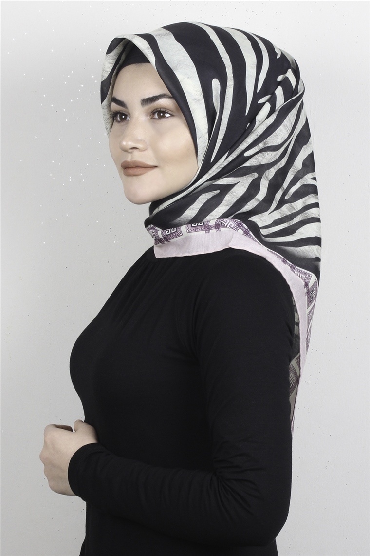 Pamuklu Soft Eşarp 3328-2 Zebra Pudra