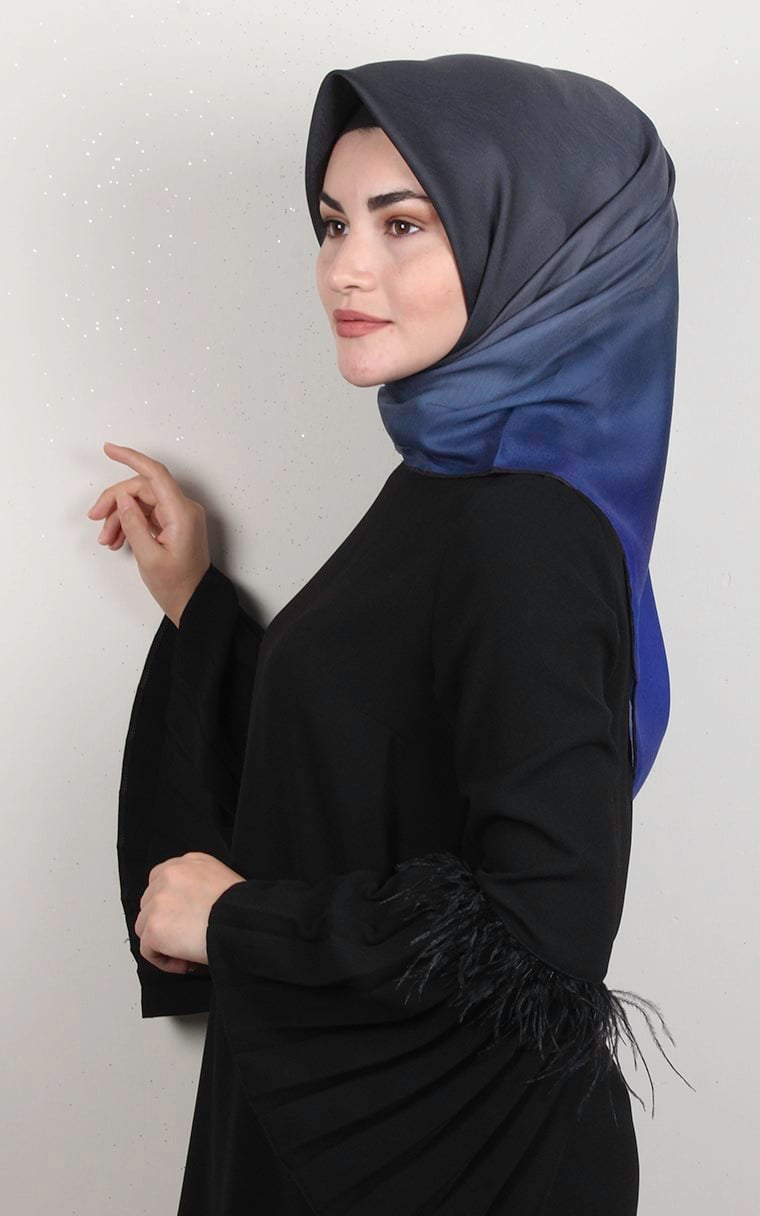 Pamuklu Soft Eşarp 3331-8 Saks Mavisi