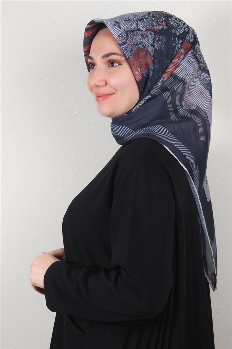 Pamuklu Soft Eşarp 3339-2 Lacivert