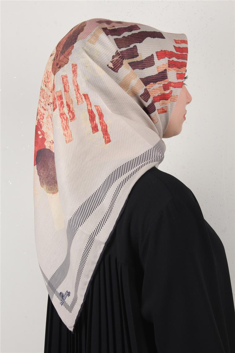 Pamuklu Soft Eşarp 3339-8 Koyu Bej