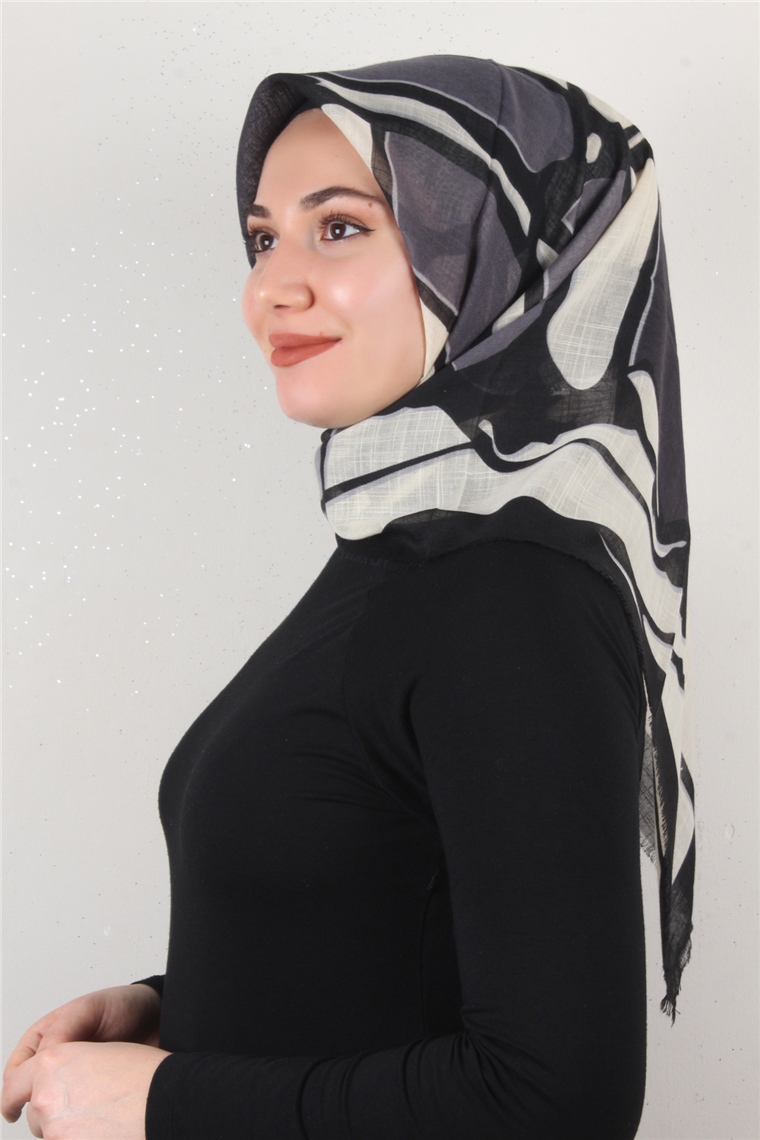 Pamuklu Trend Eşarp 9900-3 Siyah-Füme