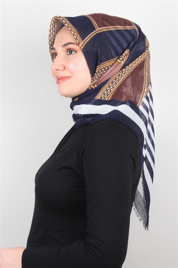 Pamuklu Trend Eşarp 9902-2 Lacivert