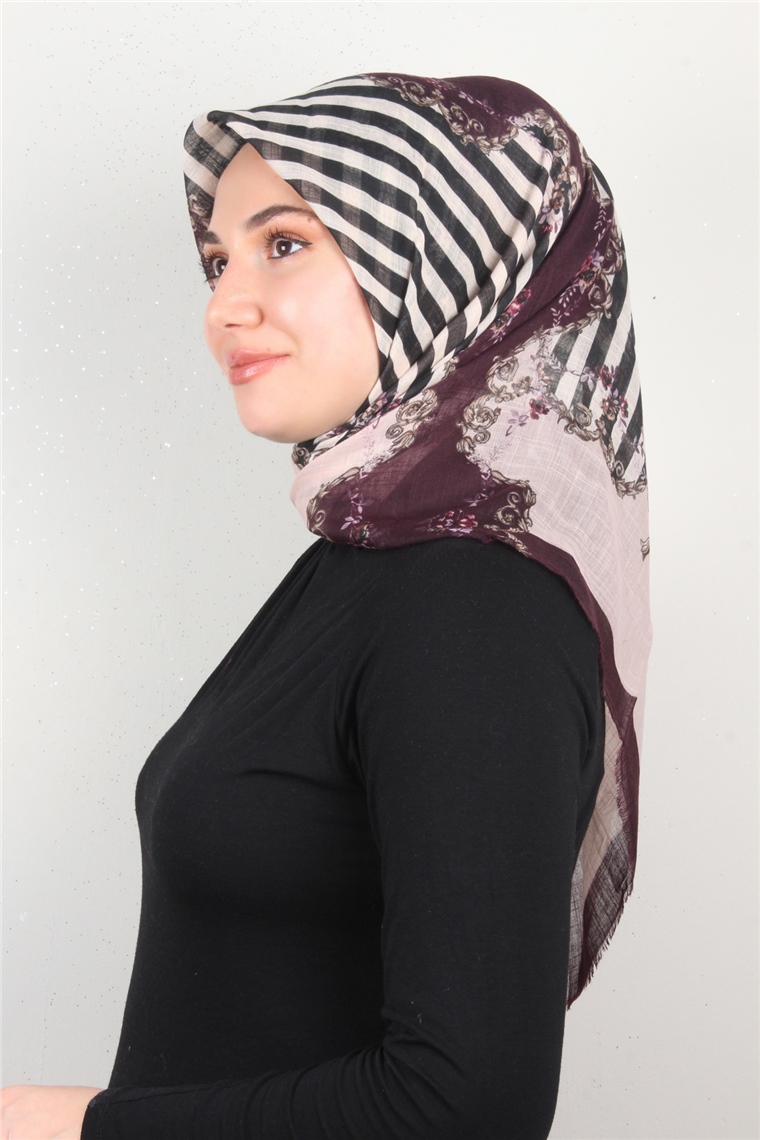 Pamuklu Trend Eşarp 9904-5 Mürdüm
