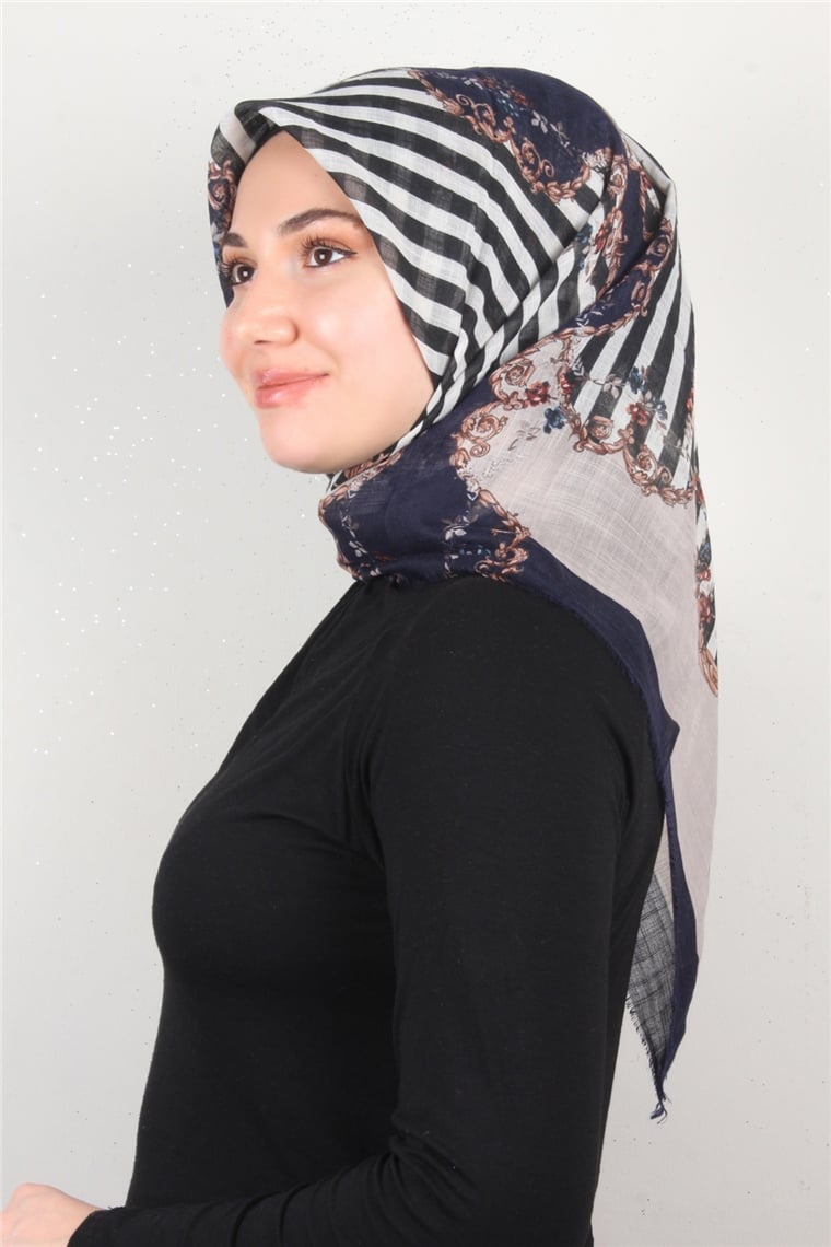Pamuklu Trend Eşarp 9904-7 Lacivert