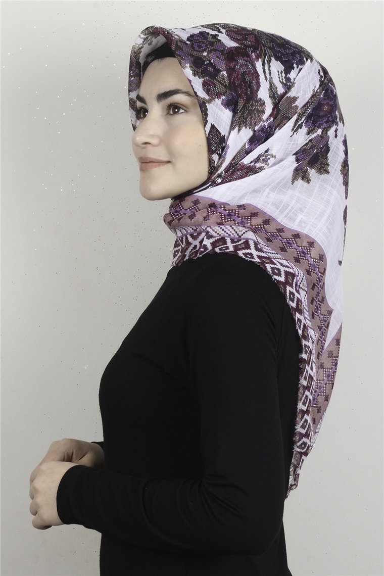 Pamuklu Trend Eşarp 9907-13 Beyaz