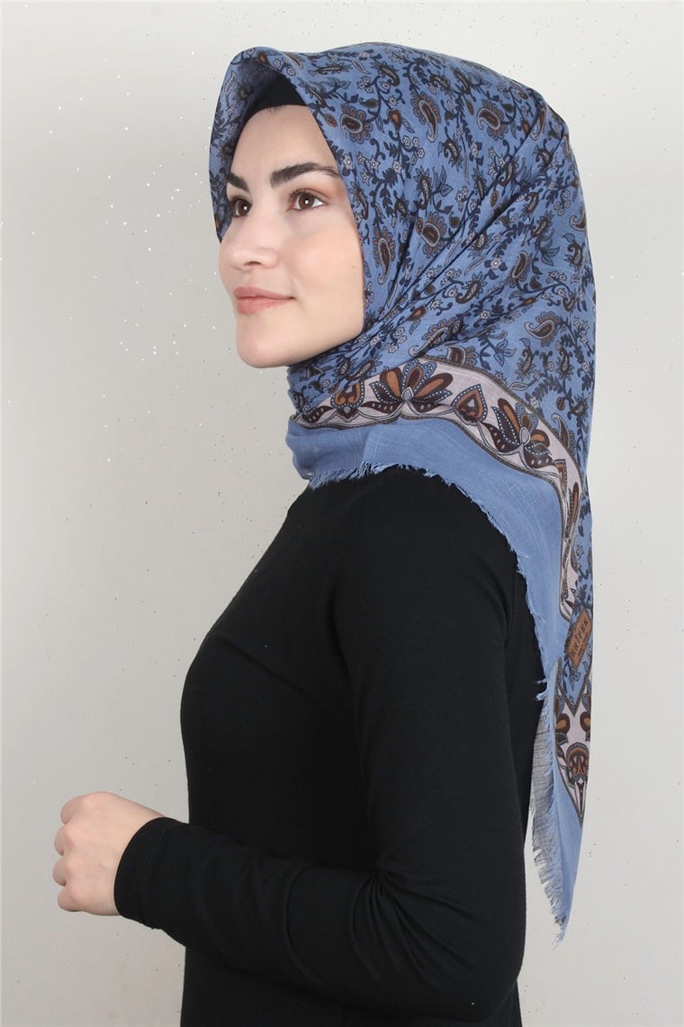 Pamuklu Trend Eşarp 9910-8 Mavi
