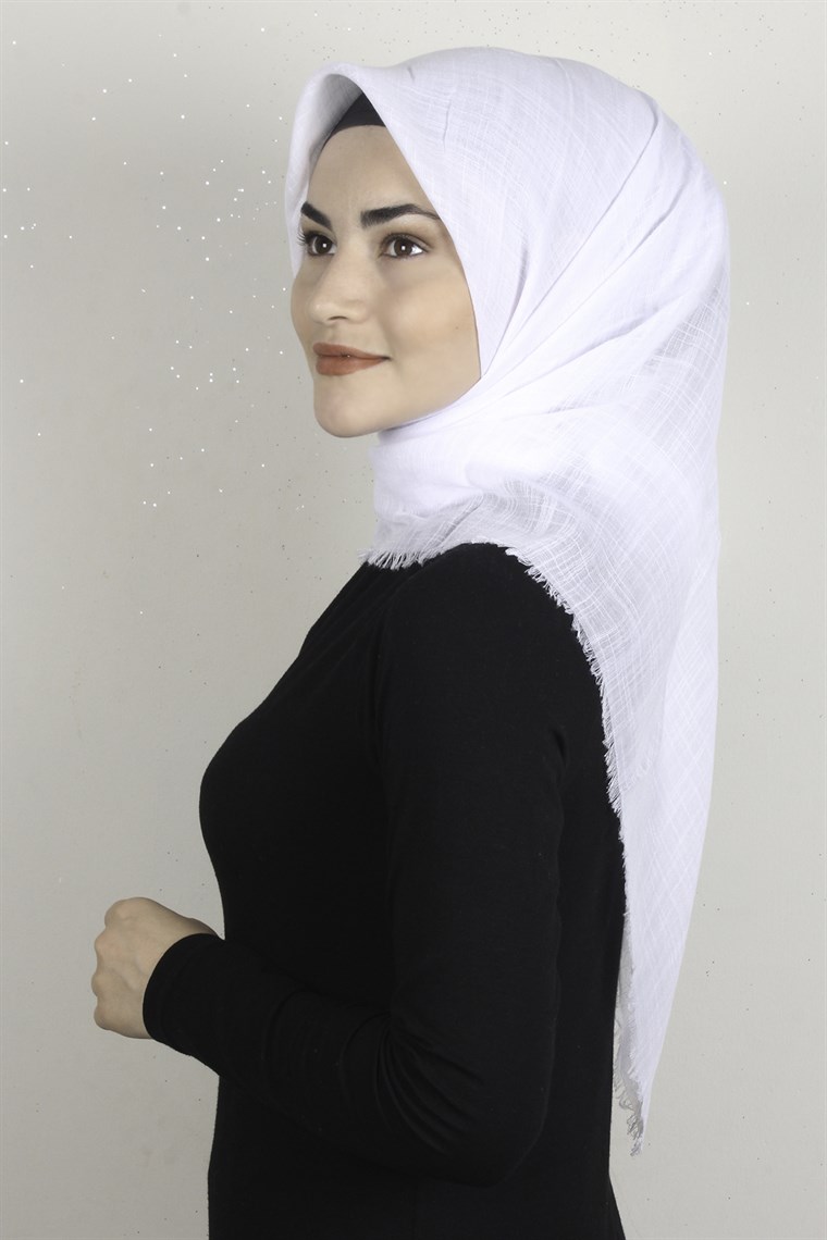 Pamuklu Trend Eşarp 9914-38 Beyaz