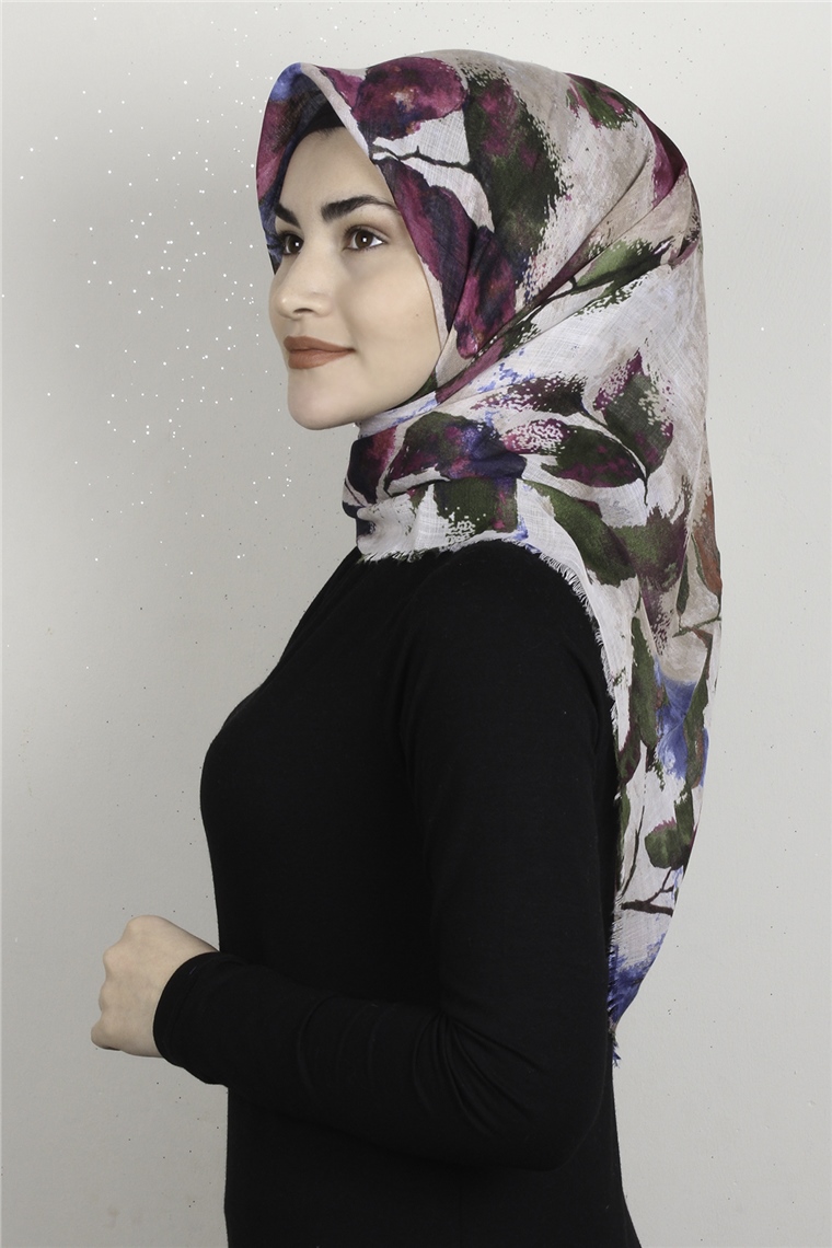 Pamuklu Trend Eşarp 9916-5 Pembe-Yeşil
