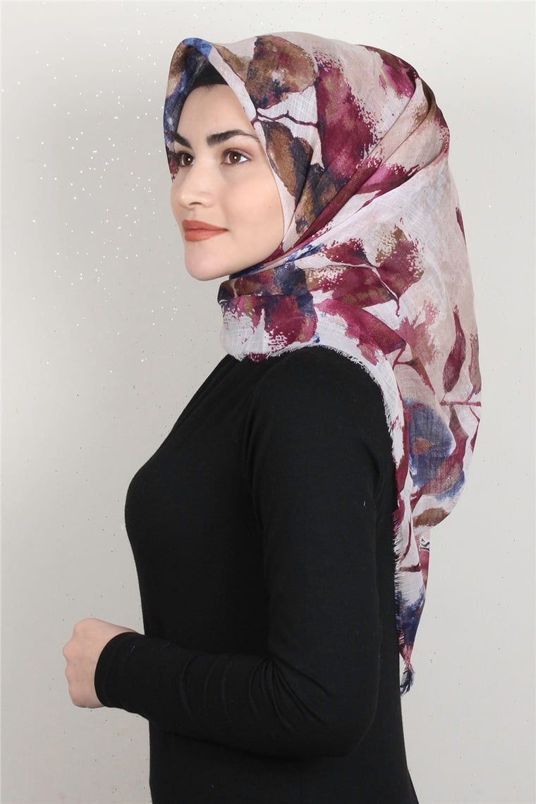 Pamuklu Trend Eşarp 9916-6 Lacivert-Pembe