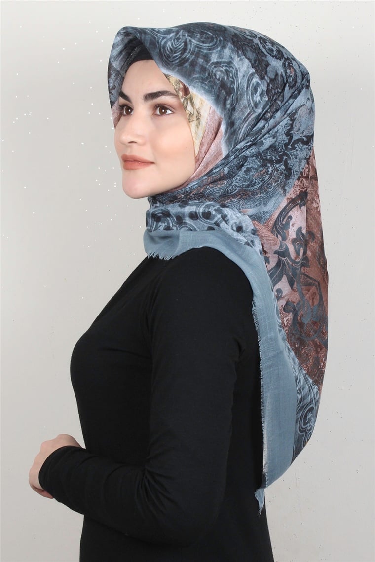 Pamuklu Trend Eşarp 9918-3 Su Mavisi