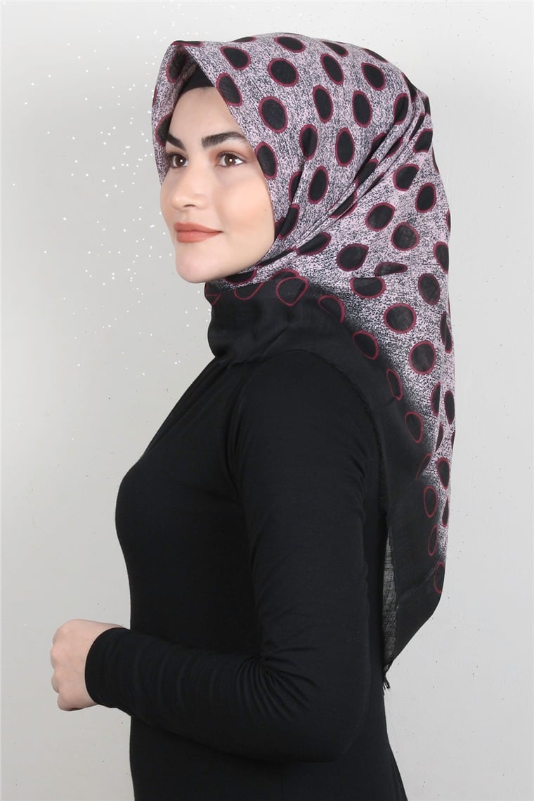 Pamuklu Trend Eşarp 9921-12 Siyah-Pudra