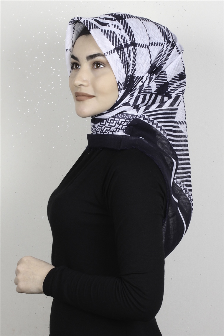 Pamuklu Trend Eşarp 9922-8 Lacivert