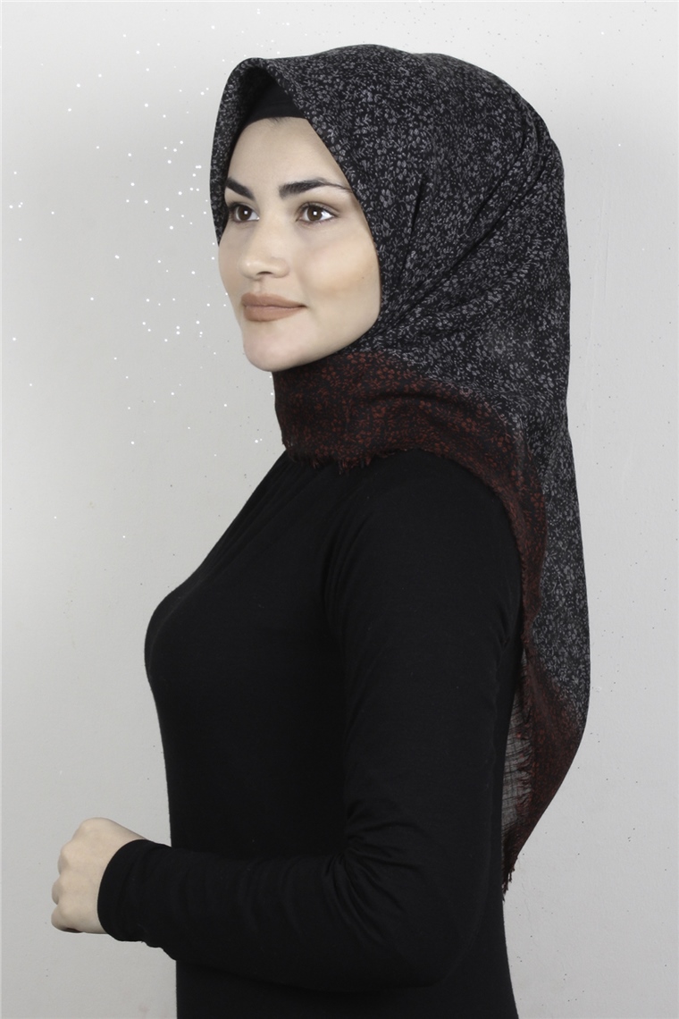 Pamuklu Trend Eşarp 9930-3 Siyah-Bordo