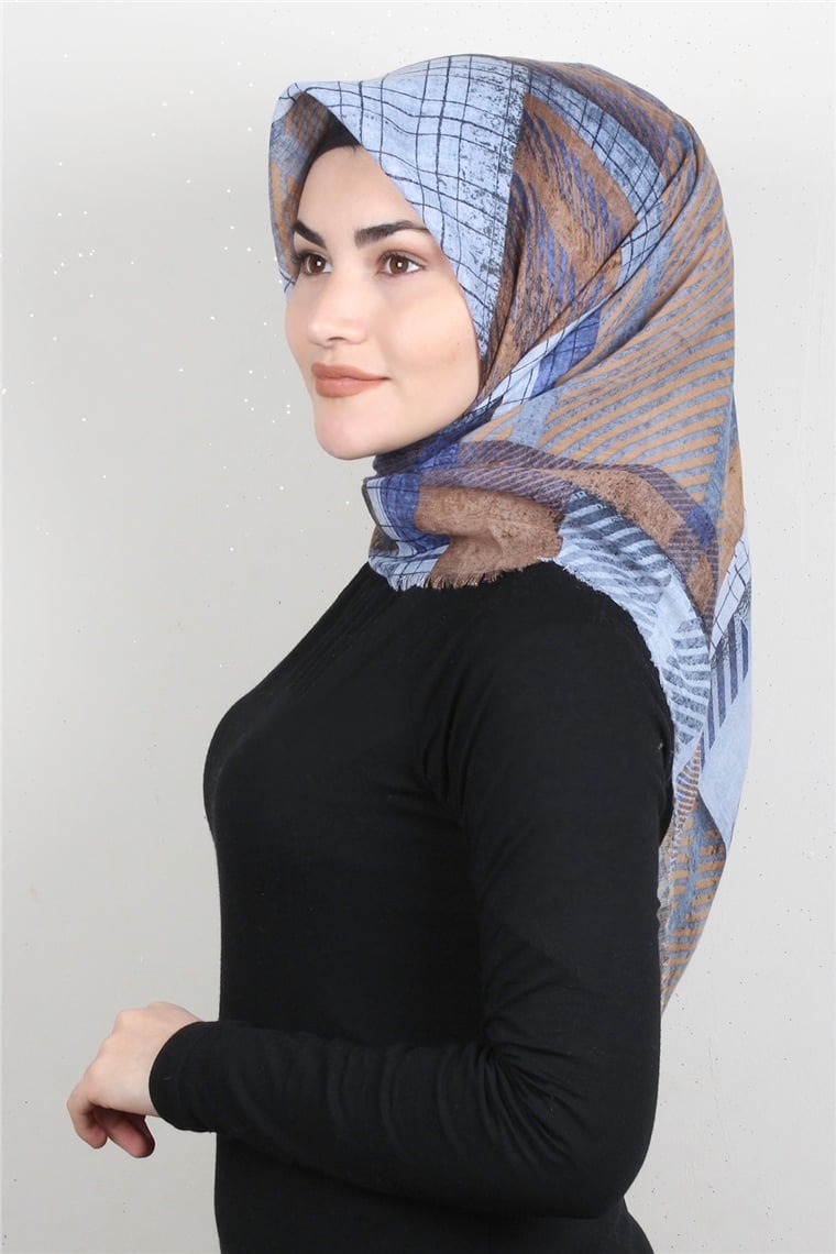 Pamuklu Trend Eşarp 9937-6 Mavi