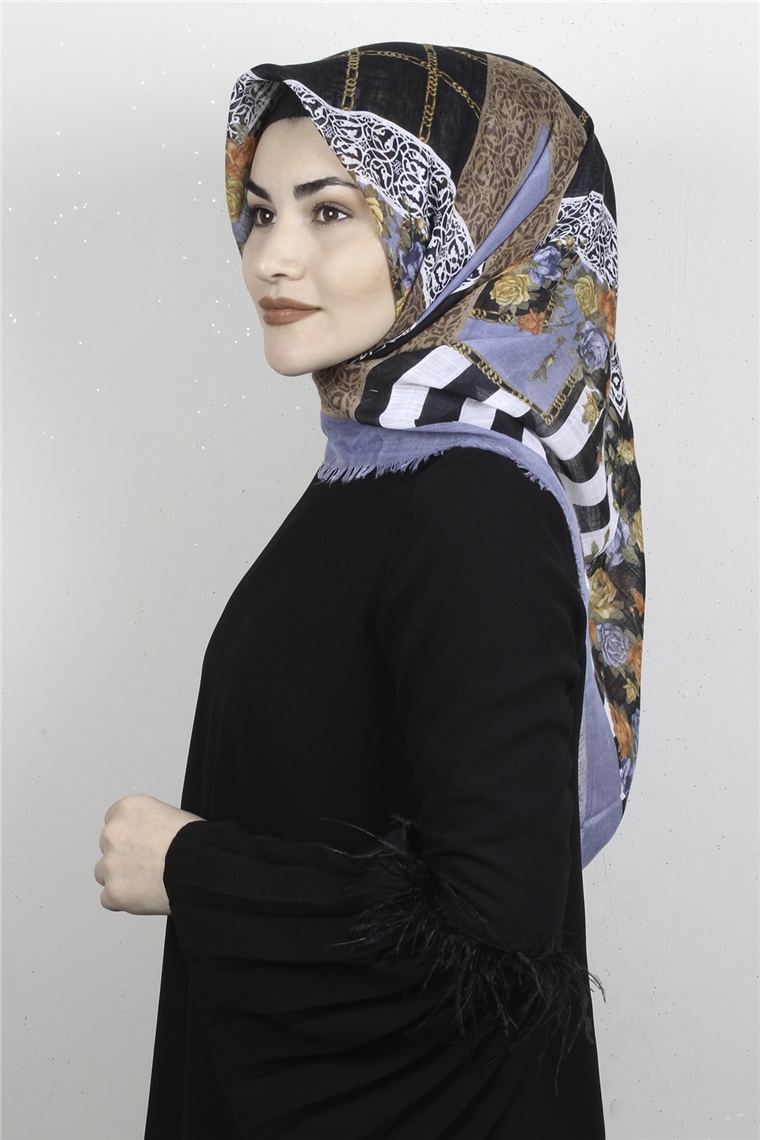 Pamuklu Trend Eşarp 9942-7 Mavi