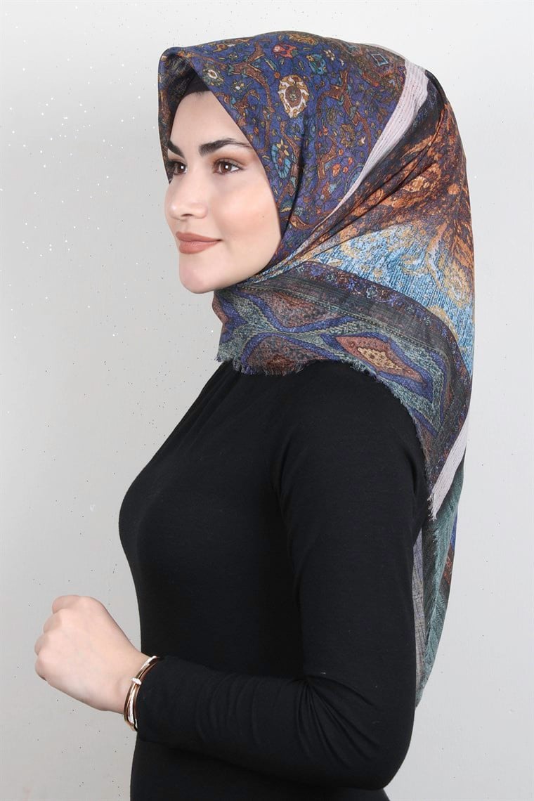 Pamuklu Trend Eşarp 9946-1 Mavi